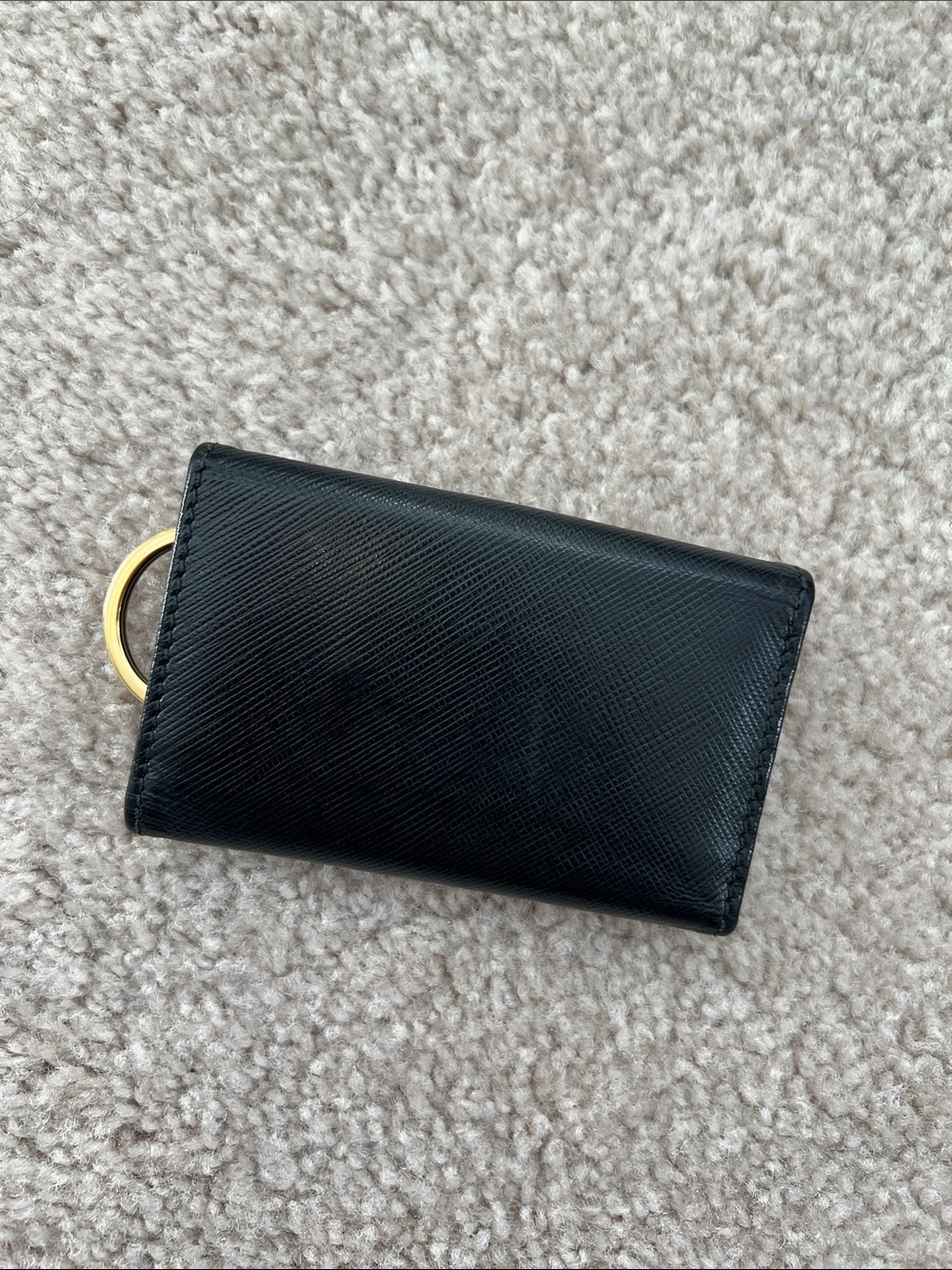 Salvatore Ferragamo Black Leather Key Pouch with Gold Hardware - Picture 4 of 4